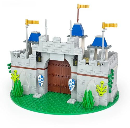 Mittelalterliches Ritterburg Bausteinset, Modulares Stadttor Bauklötze Kit, Modulares Straßenszenen Modellspiel Bausatz, Architektur Modell für Büro & Zuhause Deko (A)