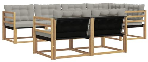 vidaXL Outdoor-Sofagarnitur mit Kissen 7 pcs Weiß und Hellgrau, Garten-Sofa, modernes Outdoor-Möbel, strapazierfähige Lounge, Sitzgruppe für Terrasse und Komfort