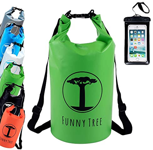 FUNNY TREE Dry Bags - wasserdichte Taschen für Reisen und Abenteuer (10L). Gratis wasserdichte Handyhülle | Robust und zuverlässig | Ideal für Outdoor, Wassersport, Camping, Strand.