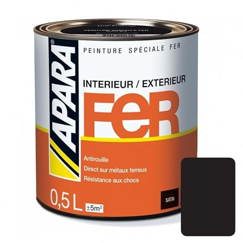 APARA Peinture Fer Satin 0.5 litre Noir profond (RAL 9005)
