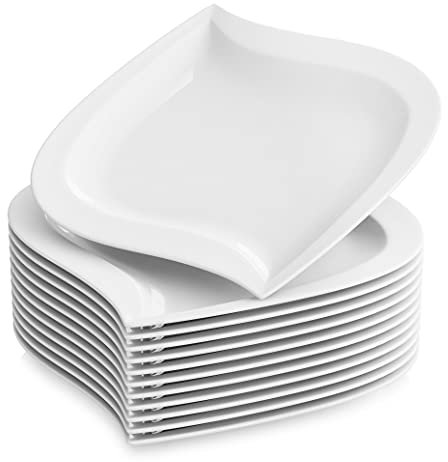 MALACASA, Série Elvira, 12pcs Assiettes à Dessert Porcelaine, Assiettes à Gâteau Plats pour 12 Personnes
