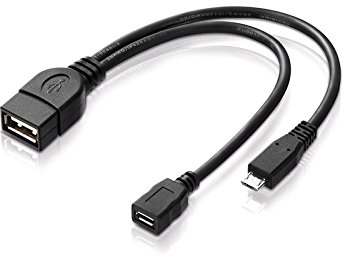 conecto 2X USB-OTG Adapter-Kabel Micro-USB 2.0-Stecker USB-Buchse Typ A + Strom-Anschluss für Externe Festplatte, für Fire TV Stick und andere Geräte