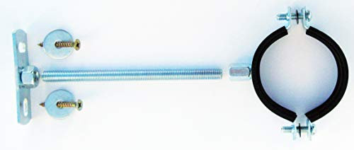 Pack of 4-60mm Pipe or Boiler Flue Bracket Kits with Choice of Pre-Cut Threaded Rod (15cm Threaded Rod)