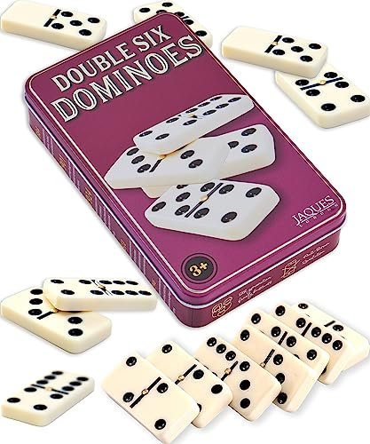 Jaques of London Dominoes - Luxury Dominoes Set for Adults & Kids | Traditional Game in Tin Box - Since 1795