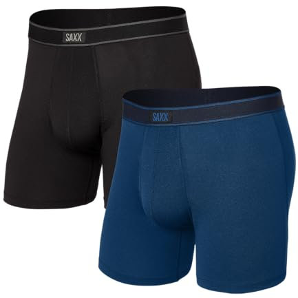 Saxx Men's Underwear Herrenunterwäsche - Daytripper Unterhosen für Männer - Boxershorts mit integrierter Ballpark Pouch TM Unterstützung – 2 Stück, Schwarz/Anthrazit Meliert, XL