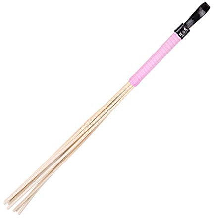 Yangver Flogger Peitsche Hart Holz Peitsche 8 Rattanstränge Reitgerten,Gerten Pferd SM Bondage Sklave Sex Spielzeug Spanking (Pink)
