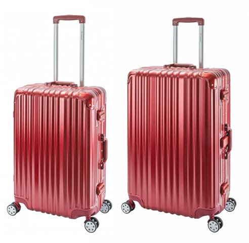 Travelhouse London · 2 teiliges Set · Aluminium Rahmen · Polykarbonat Hartschale · Mittlerer Koffer 65cm & großer Koffer 75cm · Vol. M-67L · L-108L · 360° Doppelrollen 2X TSA Schlösser