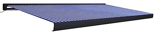 vidaXL Toldo de Carrete Motorizado Retráctil Ventana Pared Porche Exteriores Jardín Protegido del Sol Sombra Parasol Impermeable Azul y Blanco 500x300 cm