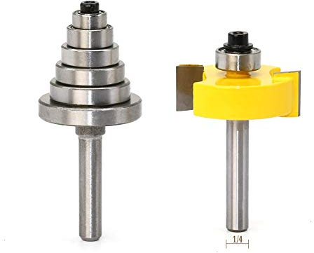 Carving tools woodworking Rabbet Router Bit With 6 Bearings Set-1/2 H- 1/4 Shank Woodworking Cutter Tenon Cutter For Woodworking Tools Lathe Tool Set