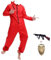 Yigoo Halloween Partner Kostüm Damen Herren Bankräuber Fasching Kostüm Karneval Overall mit Maske und Spielzeugpistole Cosplay für Erwachsene Rot 2XL