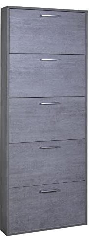 COMPOSAD | Scarpiera della Linea FACILE Con 5 Ribalte Fino a 12 Paia di Scarpe, Salvaspazio, Slim, (LxAxP) 65,10x163,60x15 cm, Colore Grigio Cemento, Made in Italy