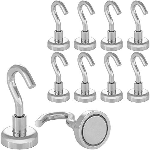 POPPSTAR 10 Stück Magnethaken (Haftkraft 8 kg, Durchmesser 16mm) Mini Magnet-Haken