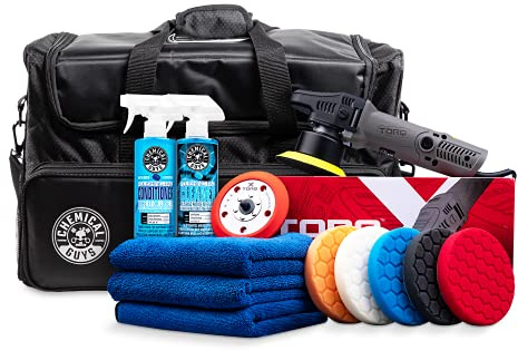 Chemical Guys TORQX Dual-Action Random Orbital Polisher Detailing Kit – 13-Piece Kit With Arsenal Range Bag, Pads, Accessories for Paint Correction, Premium Buffer