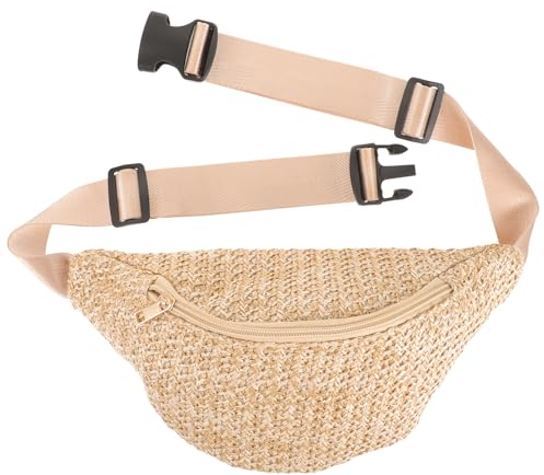 AmosfunBrusttasche Aus Stroh Kleine Handtasche Hawaii-hüfttasche Gewebte Tasche Umhängetasche Aus Stroh Strand-umhängetasche Taille Kunstleder Aufbewahrungstaschen Einkaufen Sommer