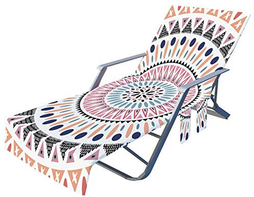 Strandkorb Handtuch Lounge Chair Cover, Mikrofaser Strandtasche Garten Sonnenliege Handtuch Stuhl Strandtuch mit Taschen schnell trocknende Handtücher