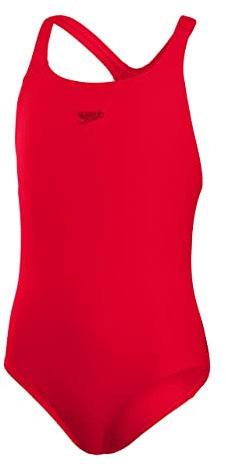 Speedo Mädchen ECO Endurance+ Medalist Badeanzug | Chlorbeständig | Recyclingmaterial | Bequeme Passform | Schwimmunterricht | Badeurlaub Badeanzug, Fed Red, 7-8