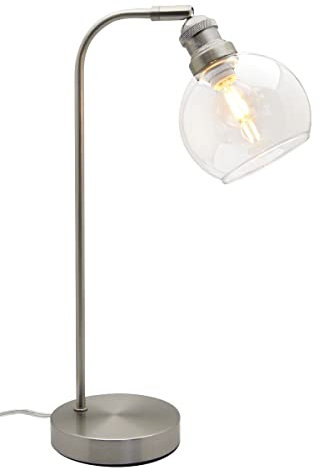 Clear Glass Globe Desk Lamp Retro Vintage Brushed Chrome Glass Shade Table Lamp H3004