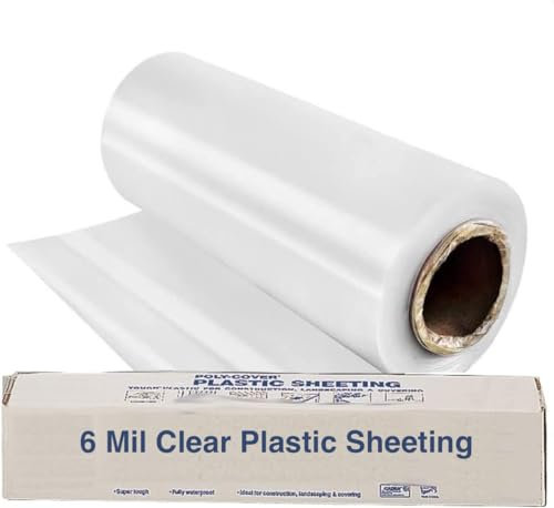 Rocky Mountain Goods 6 Mil Gewächshaus-Kunststoff, strapazierfähig, 6 mm dick, transparente Vinylplane, reduziert Wärmeverlust, ultraklare Lichtdurchlässigkeit, 4,8 m x 3,2 m