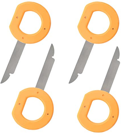 4 Pack Radio Removal Tool kit,Easy Grip Handles and Stiff Blades, Compatible with Audi, VW Volkswagen, Mercedes Benz, BMW OEM Head Unit CD DVD Host Key Disassembly Tool