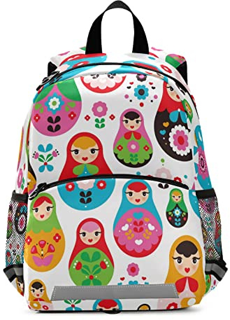 Anantty Kinderrucksack Retro Russische Puppe Kleiner Freund Kindergartenrucksack für 2-6 Jährige Kinder im Kindergarten und Kinderrucksack für die Kita