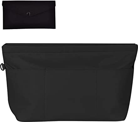 1 organizer tote, con 1 portamonete; organizer in nylon con portachiavi, impermeabile, organizer multifunzionale per cosmetici, borsa multitasche per donna (nero, M)