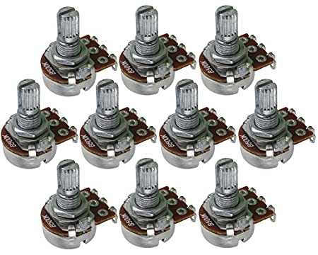 FLEOR Mini Gitarrentöpfe B500K-Ohm Linear Taper Grob gerändelte Split Shaft 15mm Potentiometer mit Bajonett, 10 Stück