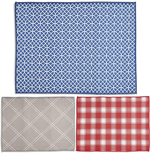 Alfombrilla de Secado de Platos (3 unidades) - Alfombrilla Escurreplatos- Almohadilla escurridor de Platos de Microfibra Súper Absorbente - Escurreplatos Sobre Fregadero - Tapete Escurridor de Vajilla