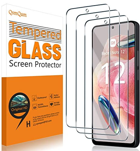 QsmQam 3 Stück Panzer Schutz Glas für Xiaomi Redmi Note 12 4G / 5G / Xiaomi Poco X5 5G, 9H Härte Panzer folie, HD Displayschutz Folie, Anti-Kratzer, Bläschenfrei