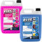 Flow Pink & Blue Chemical Motorhome & Caravan WC Toilet Fluid & Rinse Cleaner | Biodegradable Formaldehyde Free Cleaning Formulation | Disinfectant, Rinse & Cleaner | 2 Pack Combo
