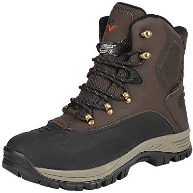 NORTIV 8 Men's Waterproof Hiking Winter Snow Boots,Dark Brown/Black,9W