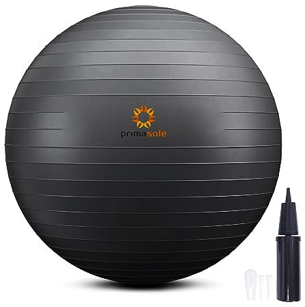 primasole Gymnastikball für Balance, Stabilität, Fitness, Workout, Yoga, Pilates, Zuhause, Büro und Fitnessstudio, 45 cm, Schwarz