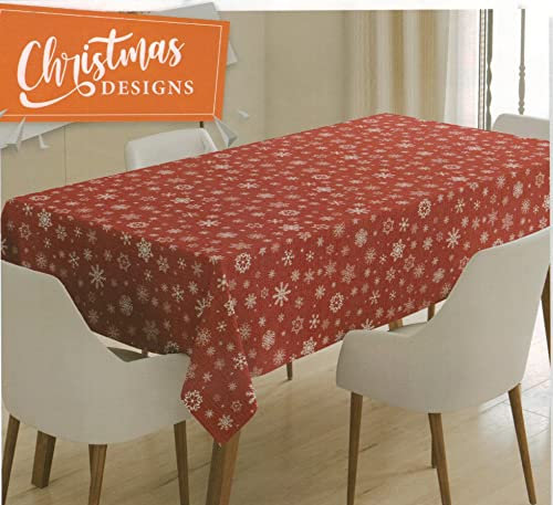 Wachstuch Tischdecken Meterware PVC 140 cm - 1 Meter, Wachstischdecke, Gartentischdecke, Outdoor, Garten, Wasserabweisend, Abwaschbar, Wetterfest (Weihnachten Winter Schneeflocke)
