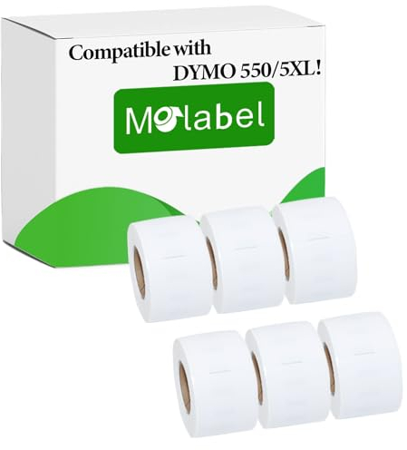 Molabel Etichette - 6 Rotoli per Dymo S0722370 99010 28 x 89mm - Compatibili con le Stampanti Dymo LabelWriter 550 130 Etichette per Rotolo