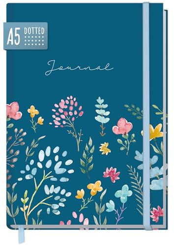 paper&you® Bullet Journal dotted A5 mit Gummiband Happy Flower 156 Seiten, Notizbuch gepunktet, Tagebuch - nachhaltig & klimafreundlich