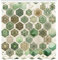 ABAKUHAUS Salbeigrün Duschvorhang, Hexagon Honigwabenmuster mit abstrakten trippigen Ornamenten in Jadetönen, Stoffliches Gewebe mit Haken, 175 x 220 cm, Eierschale Karamell Türkis