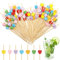 100 Stück Cocktailspieße Holz Cocktail Deko Spieße Zahnstocher Holz Herz Spieße Fingerfood Lang Cocktail Zahnstocher Holz Cocktail Spieße 12 cm für Bar Kuchen Party Obstspieß Cocktail Deko