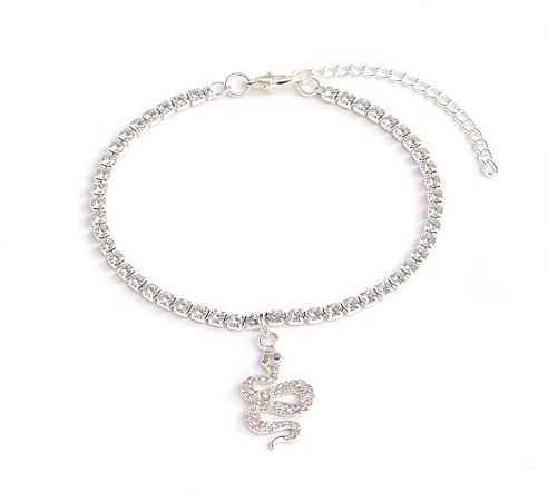 Carufin serpentine cheville réglable tennis strass cheville bracelet été plage chaîne de pied femme bijoux