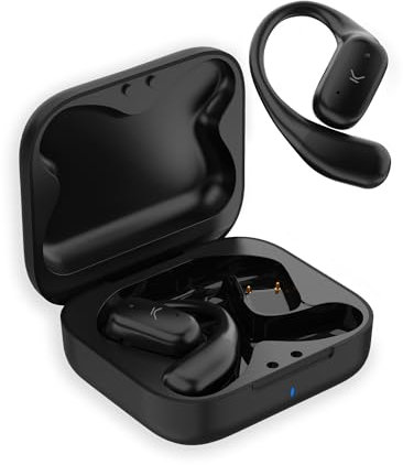 KSIX Cosmos Auriculares Inalámbricos Deportivos Open-Ear, 24 Horas Autonomía, Control táctil, Llamadas, Asistentes de Voz, Negros