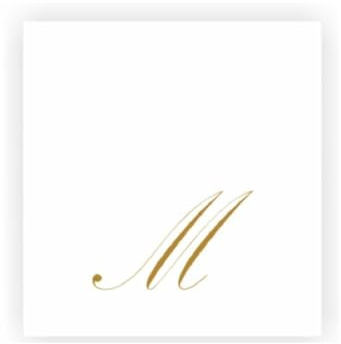 20 verzierte Papierservietten (offen: 25 x 25 cm, geschlossen: 13 x 13 cm, 2-lagig), elegante weiße Papierservietten mit goldenen Buchstaben und Schriftzügen, perfekt für Partys und Jubiläen, Bar