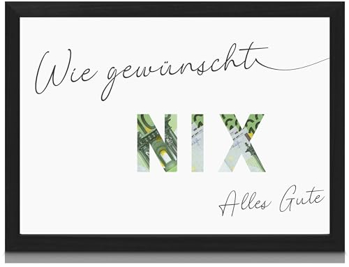 Milaboo® besonderes Geldgeschenk inkl. Rahmen in DIN A5 I Made in Germany I Poster Geschenk mit ausgestanzten Motiven zum Geld hinterlegen (NIX neu)
