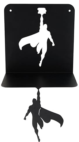 getDigital Superhelden Buchregal - Unsichtbares Schwebendes Regal, Kleines Wandregal Bücherregal aus Metall für Büro, Küche, Schlafzimmer - Schwarz, 21 x 21 x 15 cm