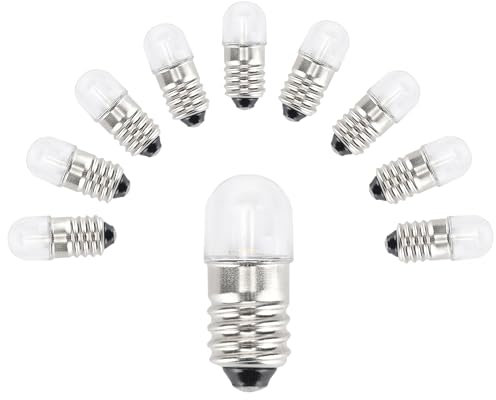 MeetUs 10 Pcs AC E10 220V LED Birnen Ersatz Birnen 1W 65LM Miniatur Schraube Glühbirnen (220V Warmweiß)
