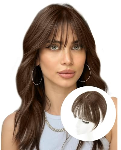 QKEPCY 3D Air Bangs Extension Clip In Pony Haarteil Echthaar Front Hair Mit Schläfen Remy Fringe One Piece Clip in Natürliche Für Frauen