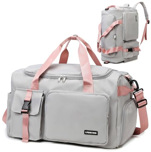 Suweir Sporttasche Damen Herren 42L Reisetasche mit Schuhfach Nassfach Wasserdicht Trainingstasche Travel Duffle Bag mit Rucksack Weekender Schwimmtasche Fitnesstasche für Reisen,Sport, Fitness