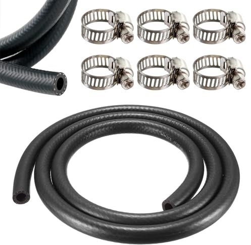 Tuyau D'essence Kit,Tuyau de Carburant,Durite Essence,1 Mètre Durite Essence,Tuyau d'essence 1M,Ø 8 mm Tuyau de Carburant Kit,1 Mètre Ø 8mm Conduite de Carburant avec 6 Pièces Colliers de Serrage