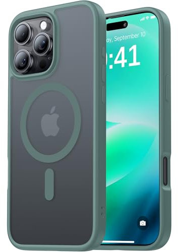 Aulofe Magnetic Shockproof for iPhone 16 Pro Max Case,Skin-friendly[Compatible with MagSafe] [Military-Grade Protection]Anti-Yellow Translucent Slim Cover for iPhone 16 Pro Max Phone Case,Forest Green
