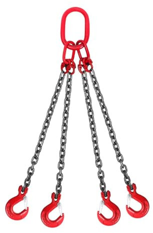 WNRLL Hebeschlinge Hebekette Hebeketten Kettenschlinge Mit Haken Anschlagkette Praktische Kettenschlinge Manganstahl,Rot,4 legs 1 meter