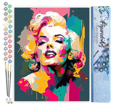 Figured'Art Peinture par Numéro Adulte Diva Abstraite - Activité Manuelle Kit de Loisir Créatif DIY Numéro d'Art Complet - 40x50cm sans châssis en bois