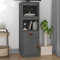 puraday Highboard Wohnzimmer Sideboard Grau 34x40x108,5 cm Massivholz Kiefer Aktenschrank Mehrzweckschrank Haushaltsschrank Vorratsschrank mit 2 Offenen Fächern Klassisches Design