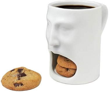 Whbbbj Tasse à café avec Visage créatif 3D, Tasse à café Amusante avec Porte-Biscuits, Tasse à thé en céramique avec poignée, Tasse à Lait en céramique avec Visage Humain, Tasse à Boire créative